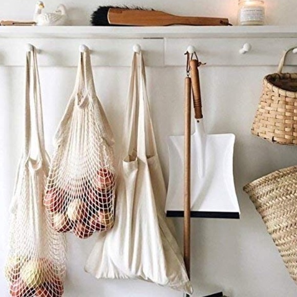 French Market Cotton Net Short Handle Tote Bag - Picture 3 of 8